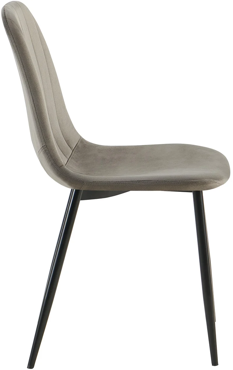 Chaise de salle à manger x1 design moderne coutures verticales velours anthracite et pieds en métal noir 10_0007548