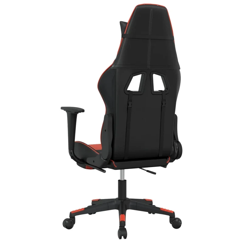 Fauteuil de bureau chaise gaming sur roulettes avec repose-pieds noir et rouge PVC DEC025794