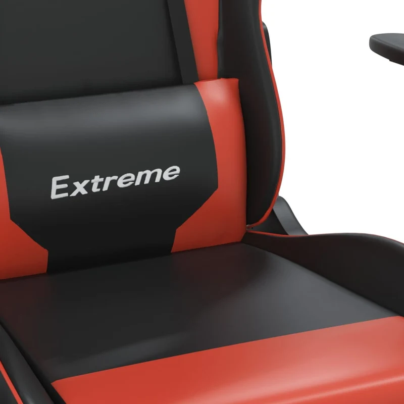 Fauteuil de bureau chaise gaming sur roulettes avec repose-pieds noir et rouge PVC DEC025794