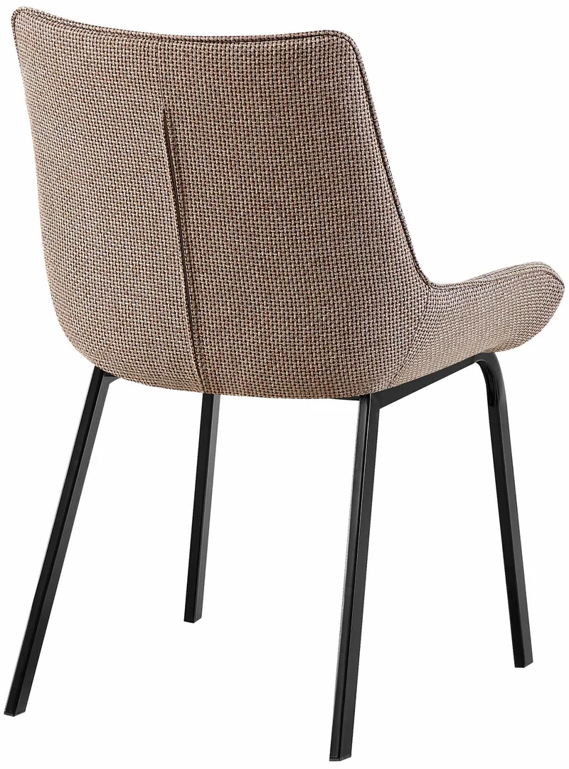 Lot de 2 chaises de salle à manger en tissu marron terre généreusement rembourrée piètement en métal noir 10_0007851