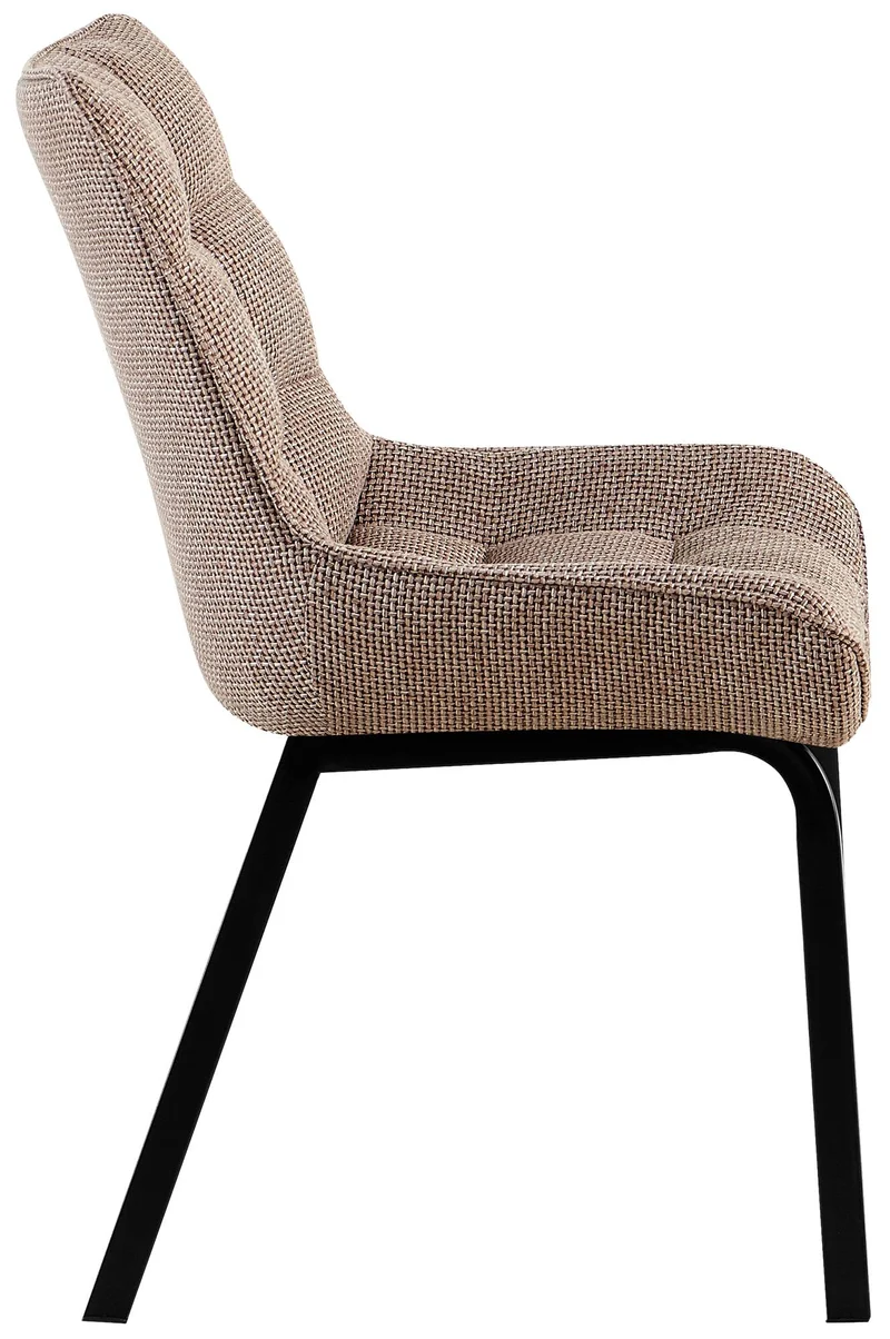 Chaise de salle à manger x1 en tissu marron terre généreusement rembourrée piètement en métal noir 10_0007795