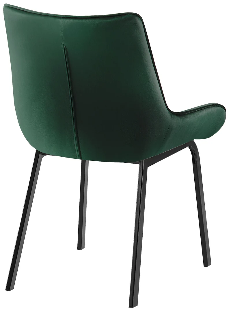 Lot de 2 chaises de salle à manger en velours vert généreusement rembourrée piètement en métal noir 10_0007747