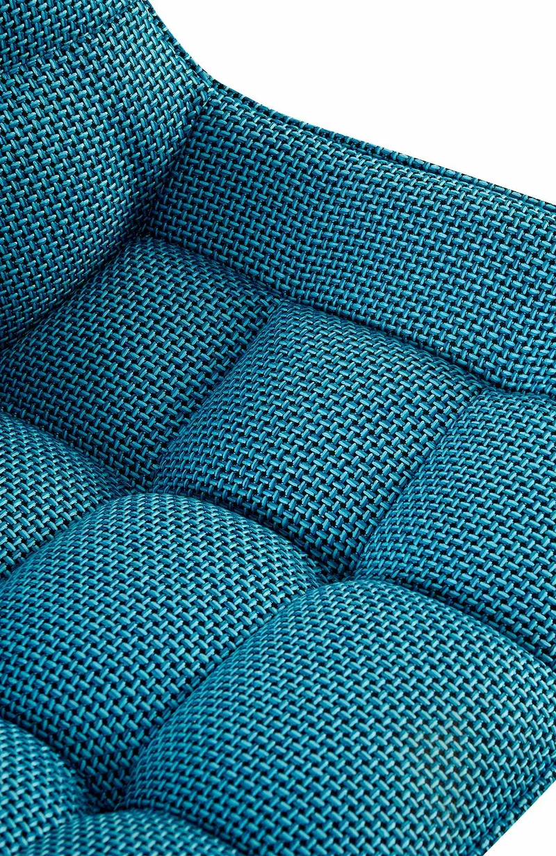 Chaise de salle à manger x1 en tissu turquoise généreusement rembourrée piètement en métal noir 10_0007744
