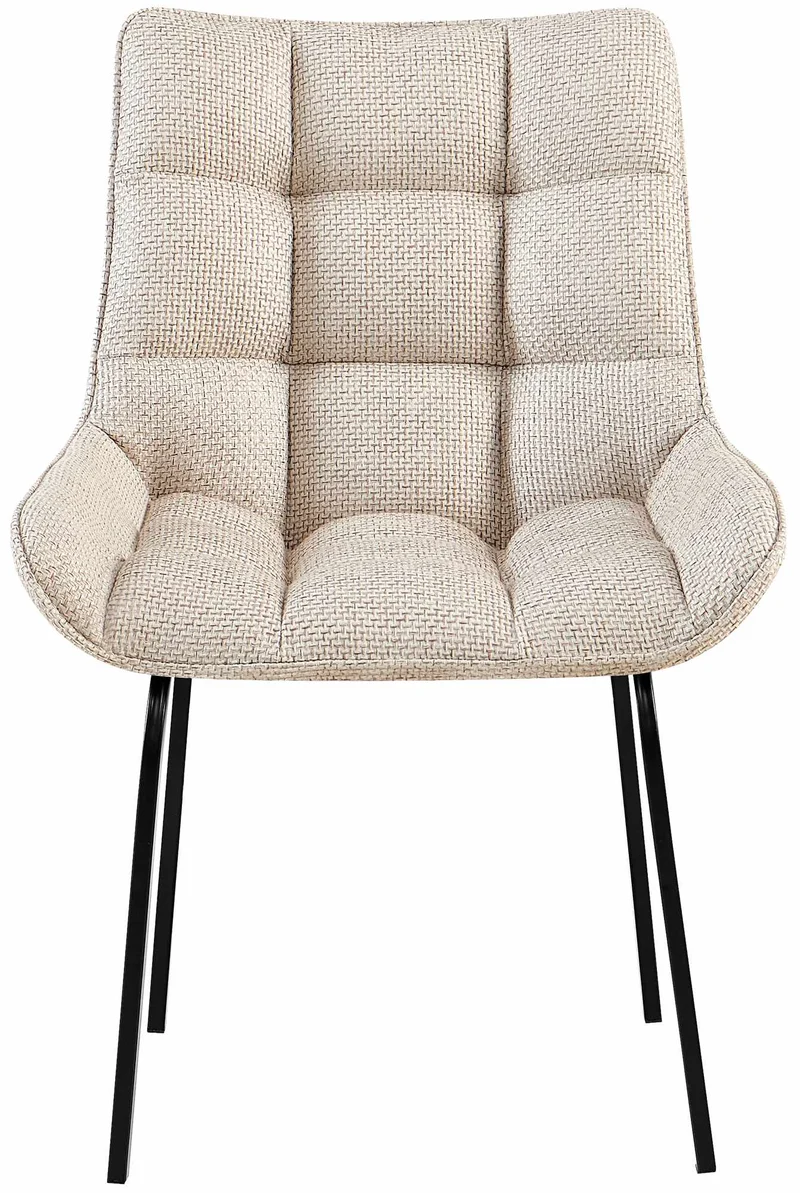 Lot de 2 chaises de salle à manger en tissu crème généreusement rembourrée piètement en métal noir 10_0007677