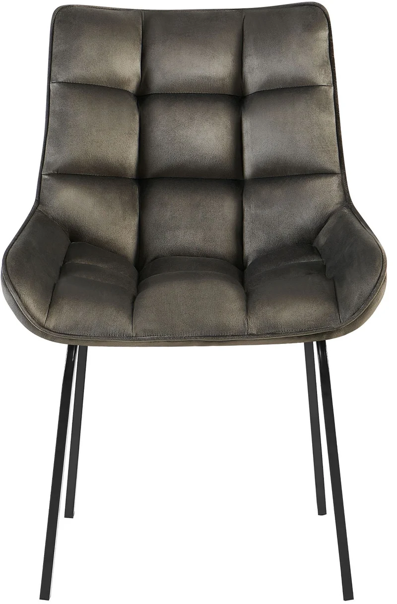 Lot de 2 chaises de salle à manger en velours anthracite généreusement rembourrée piètement en métal noir 10_0007612