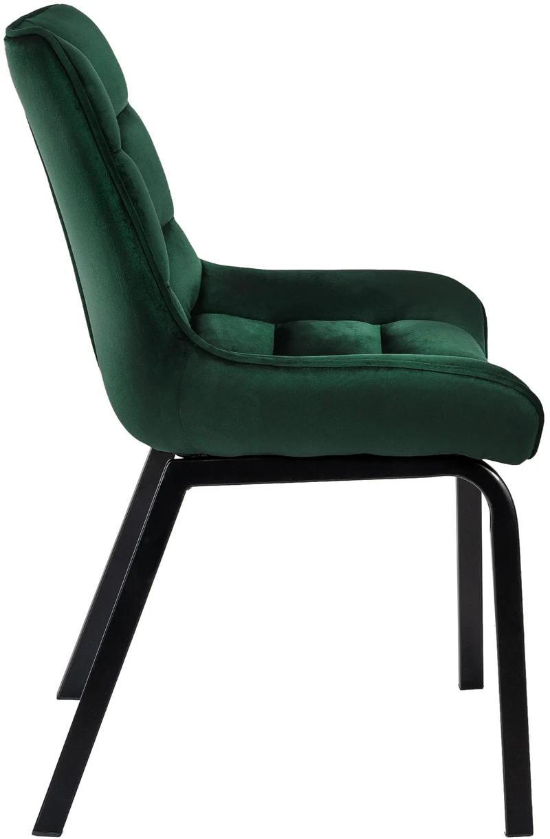 Chaise de salle à manger x1 en velours vert généreusement rembourrée piètement en métal noir 10_0007598