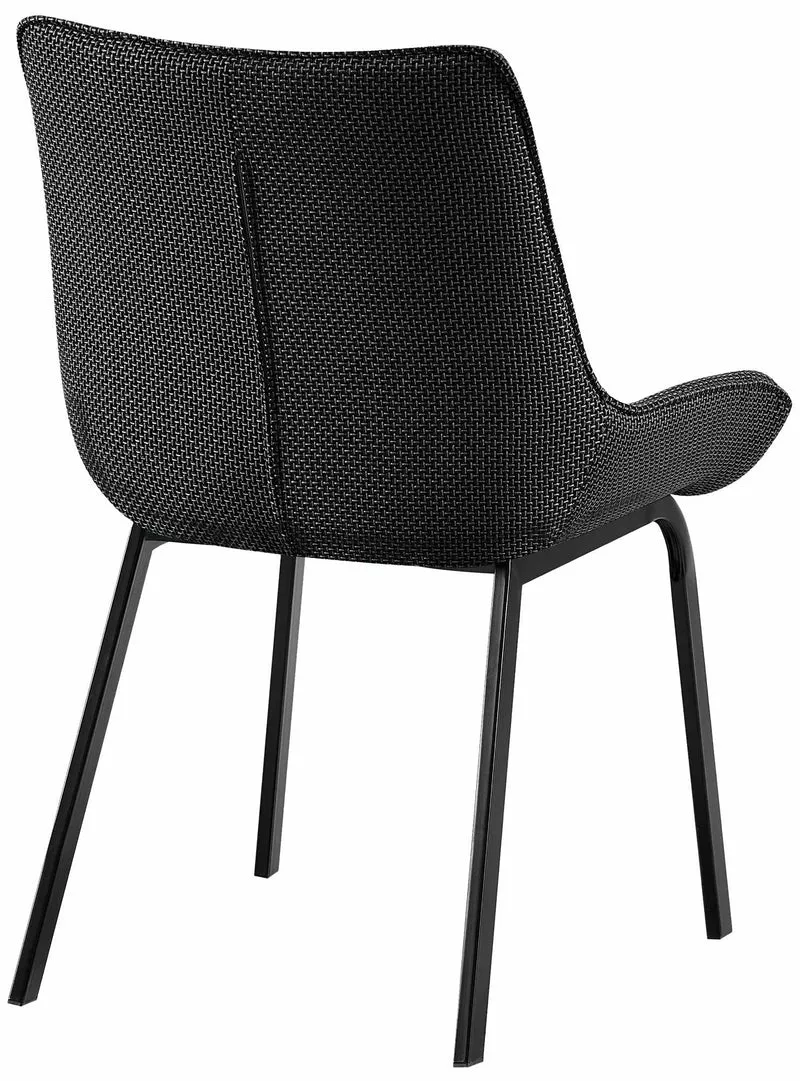 Lot de 2 chaises de salle à manger en tissu gris titane généreusement rembourrée piètement en métal noir 10_0007571