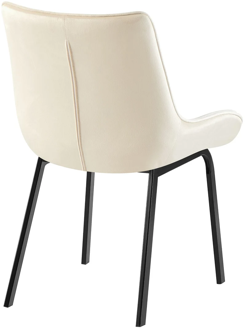 Lot de 2 chaises de salle à manger en velours crème généreusement rembourrée piètement en métal noir 10_0007567