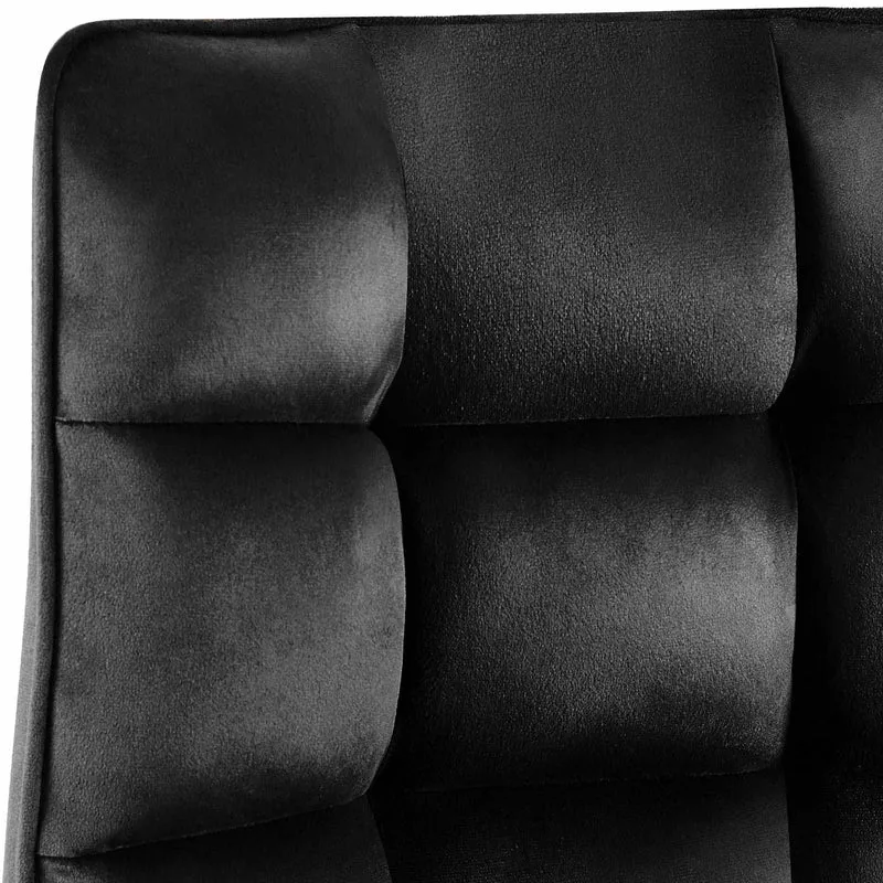 Lot de 2 chaises de salle à manger en velours noir généreusement rembourrée piètement en métal noir 10_0007510