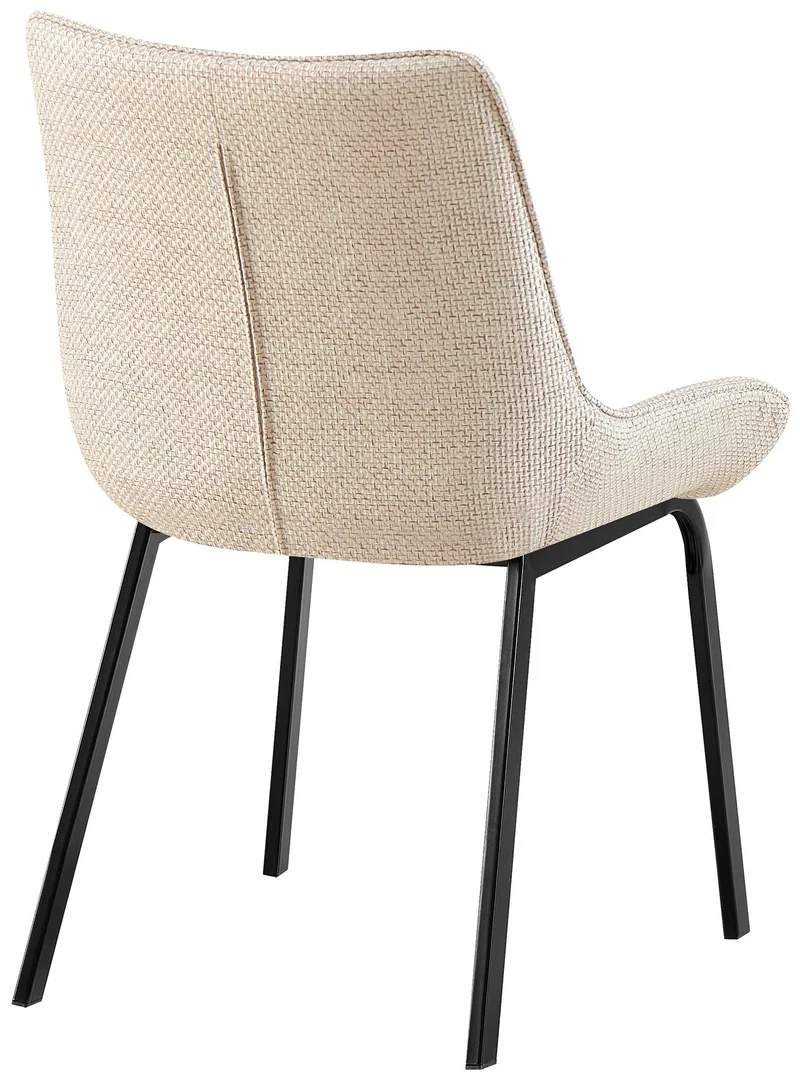 Chaise de salle à manger x1 en tissu crème généreusement rembourrée piètement en métal noir 10_0007464