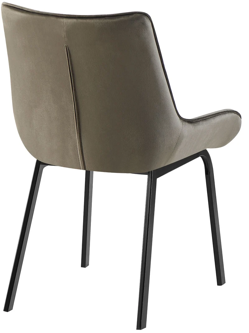 Chaise de salle à manger x1 en velours anthracite généreusement rembourrée piètement en métal noir 10_0007373