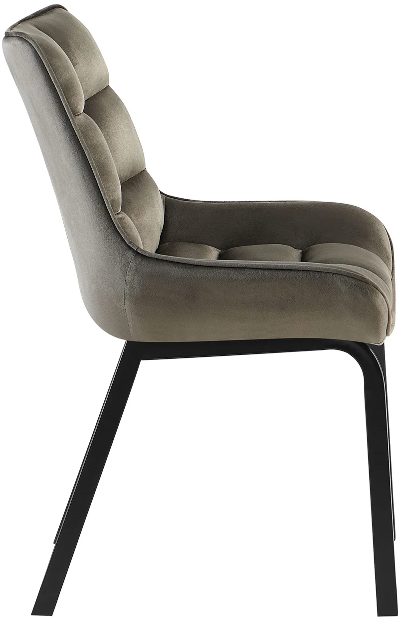 Chaise de salle à manger x1 en velours anthracite généreusement rembourrée piètement en métal noir 10_0007373