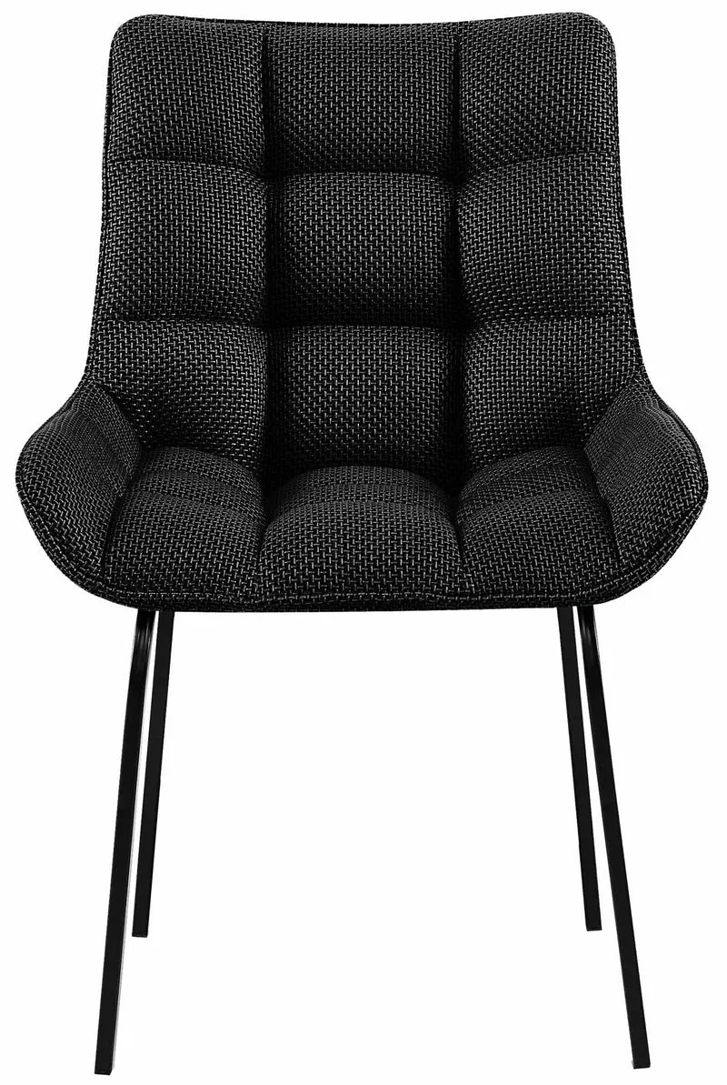Chaise de salle à manger x1 en tissu gris titane généreusement rembourrée piètement en métal noir 10_0007296