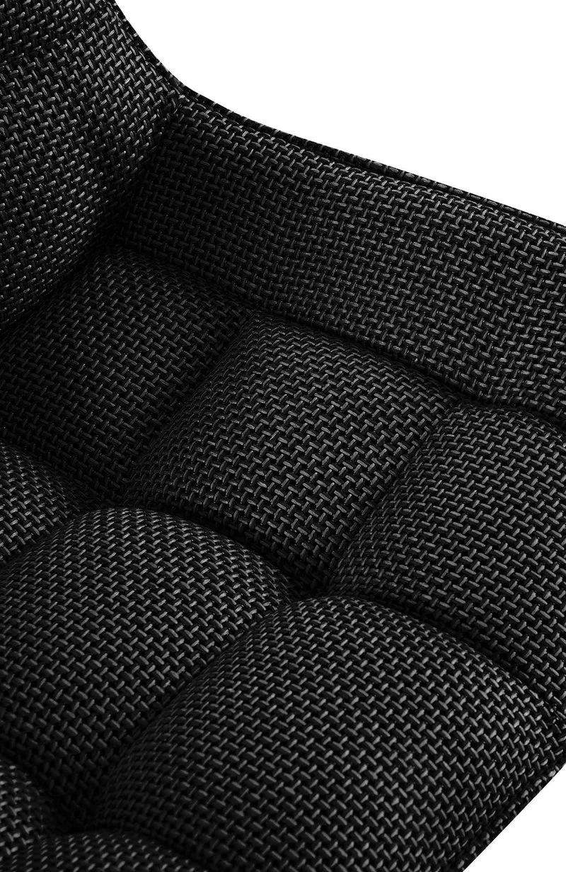Chaise de salle à manger x1 en tissu gris titane généreusement rembourrée piètement en métal noir 10_0007296