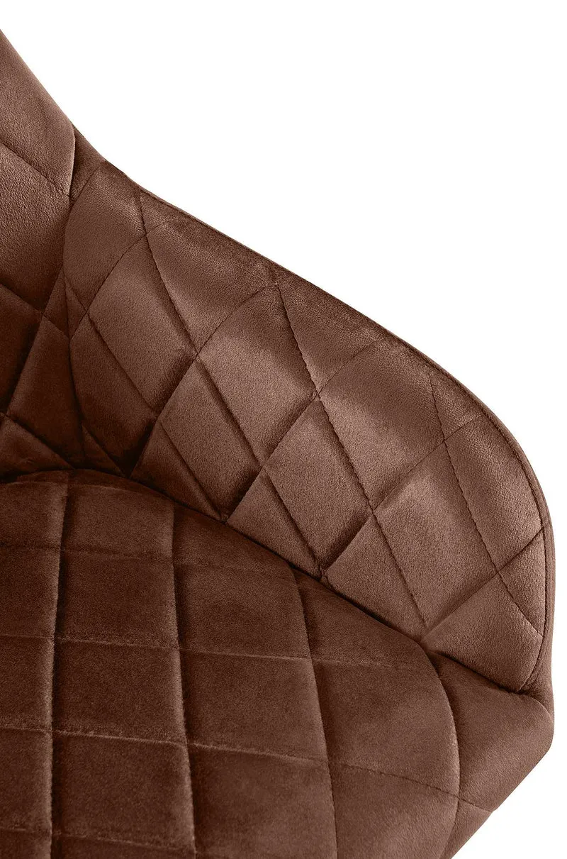 Lot de 2 chaises de salle à manger en velours marron avec coutures décoratives en losange chic et contemporain 10_0007867