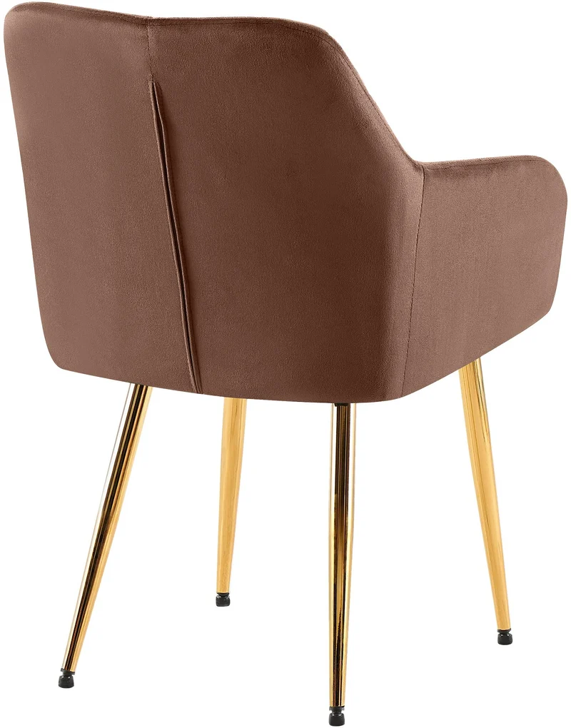 Lot de 2 chaises de salle à manger en velours marron avec coutures décoratives en losange chic et contemporain 10_0007867