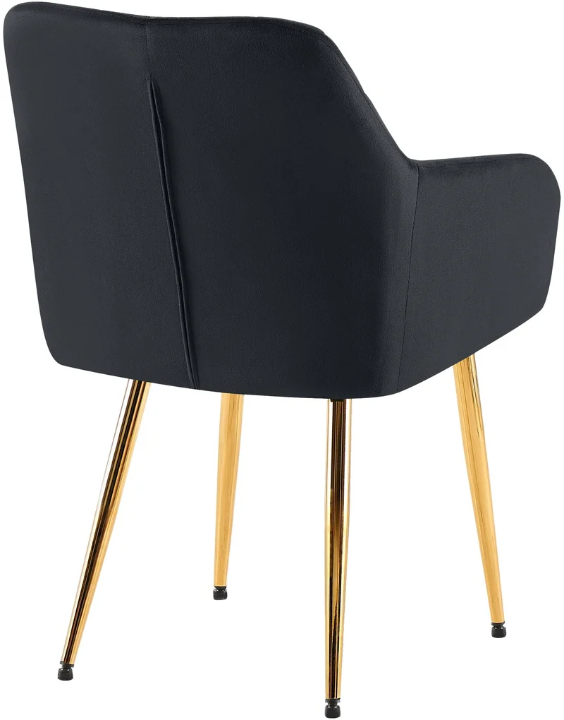 Lot de 2 chaises de salle à manger en velours noir avec coutures décoratives en losange chic et contemporain 10_0007857