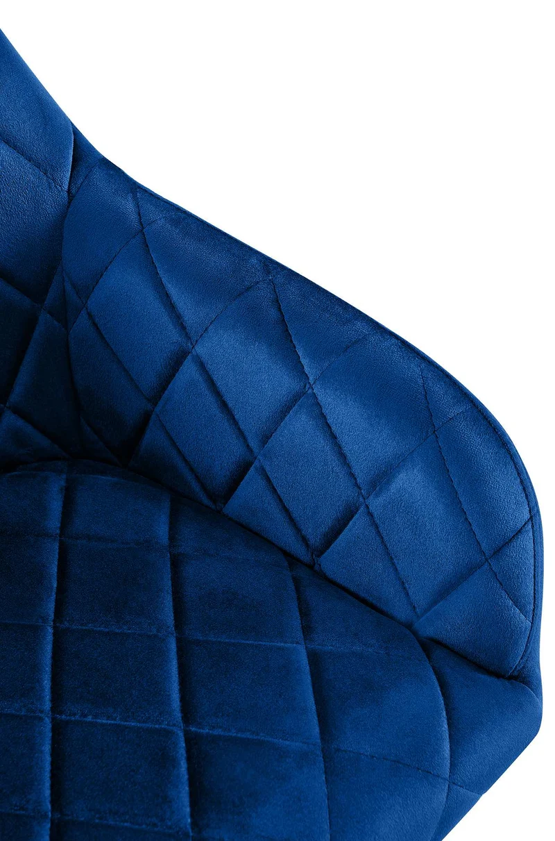 Lot de 2 chaises de salle à manger en velours bleu avec coutures décoratives en losange chic et contemporain 10_0007856