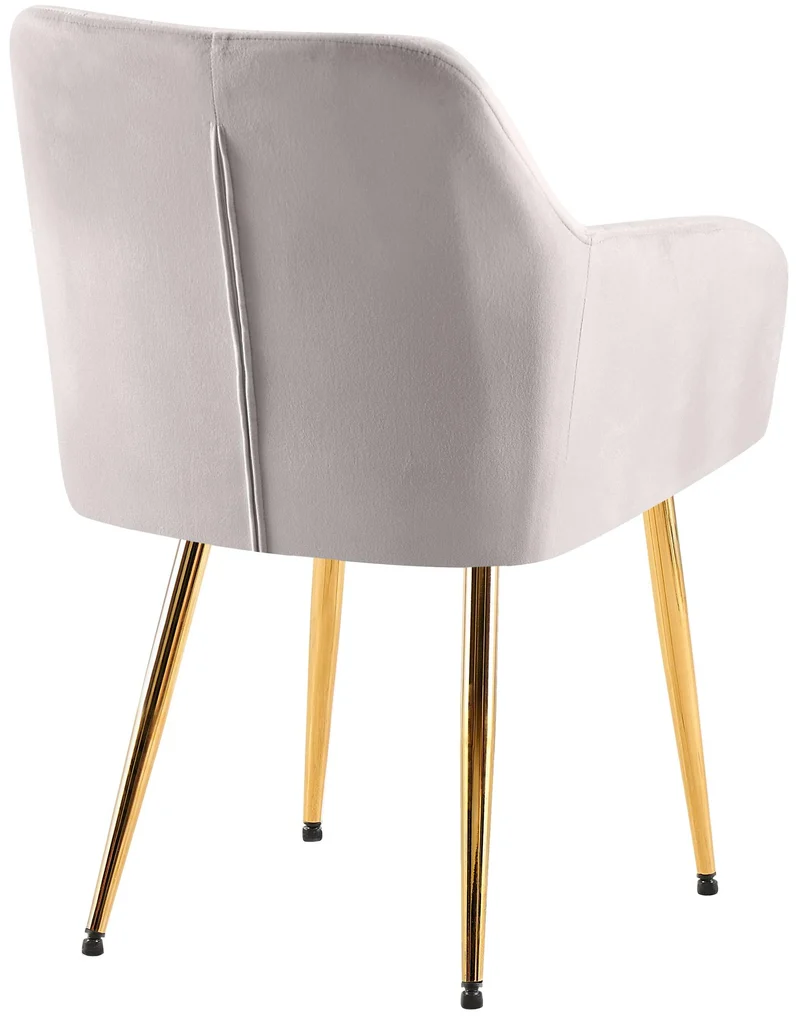 Chaise de salle à manger x1 en velours gris avec coutures décoratives en losange chic et contemporain 10_0007831