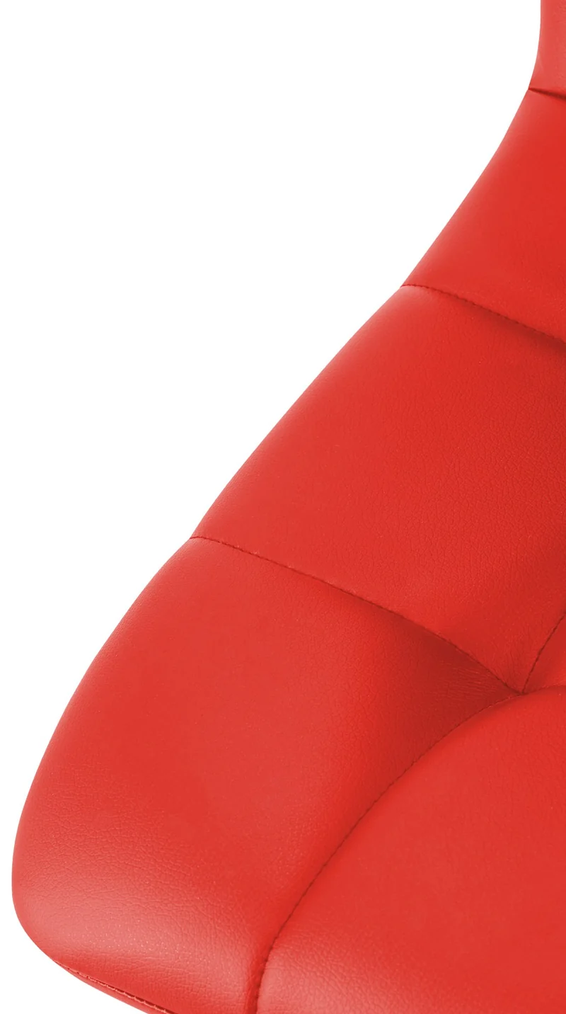 Lot de 4 chaises de salle à manger coutures forme carrées en PVC rouge pieds en métal noir 10_0007788