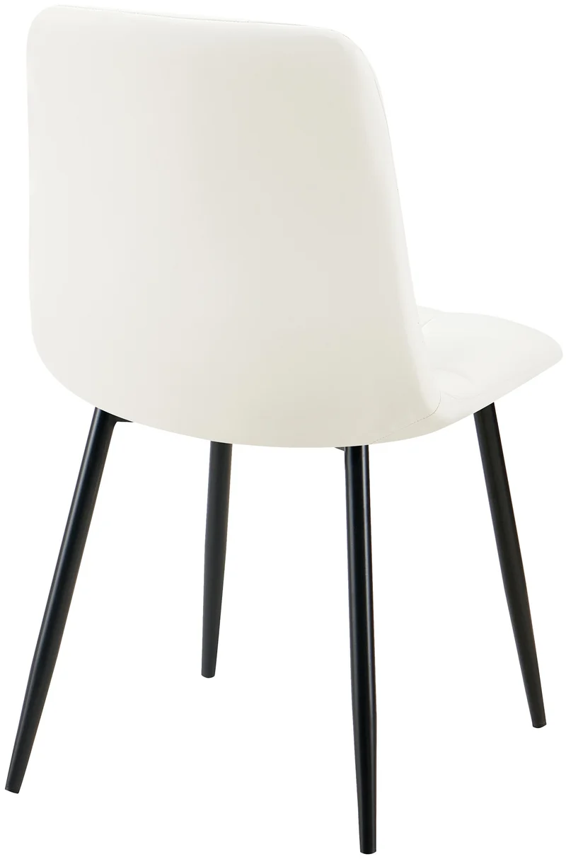 Lot de 4 chaises de salle à manger coutures forme carrées en PVC blanc pieds en métal noir 10_0007652
