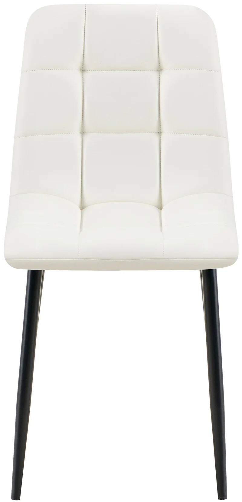 Lot de 4 chaises de salle à manger coutures forme carrées en PVC blanc pieds en métal noir 10_0007652