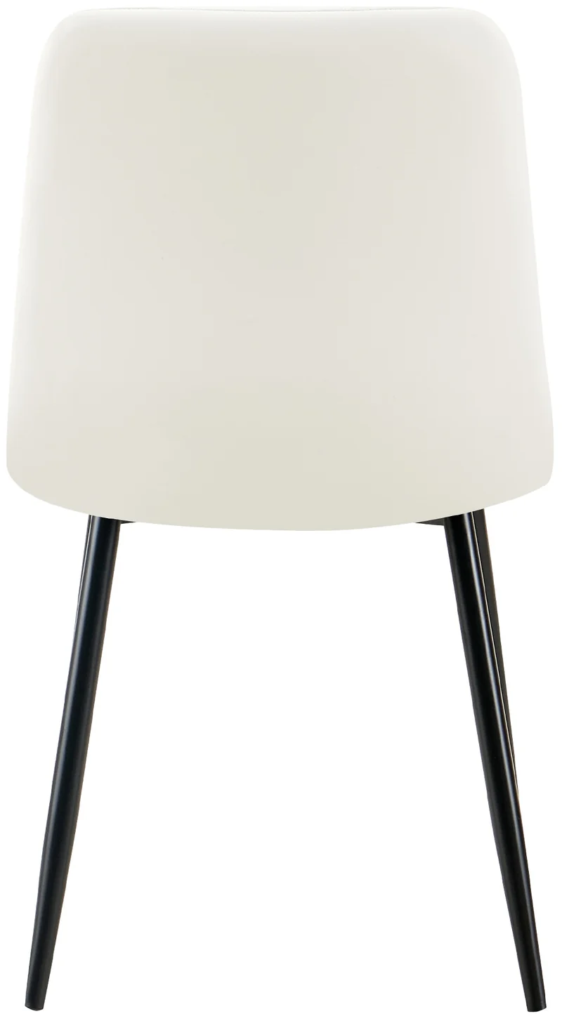 Lot de 4 chaises de salle à manger coutures forme carrées en PVC blanc pieds en métal noir 10_0007652
