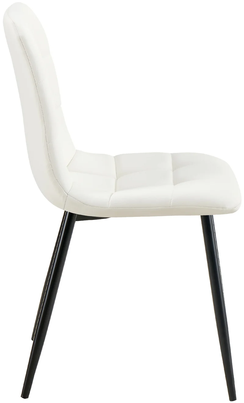 Lot de 4 chaises de salle à manger coutures forme carrées en PVC blanc pieds en métal noir 10_0007652