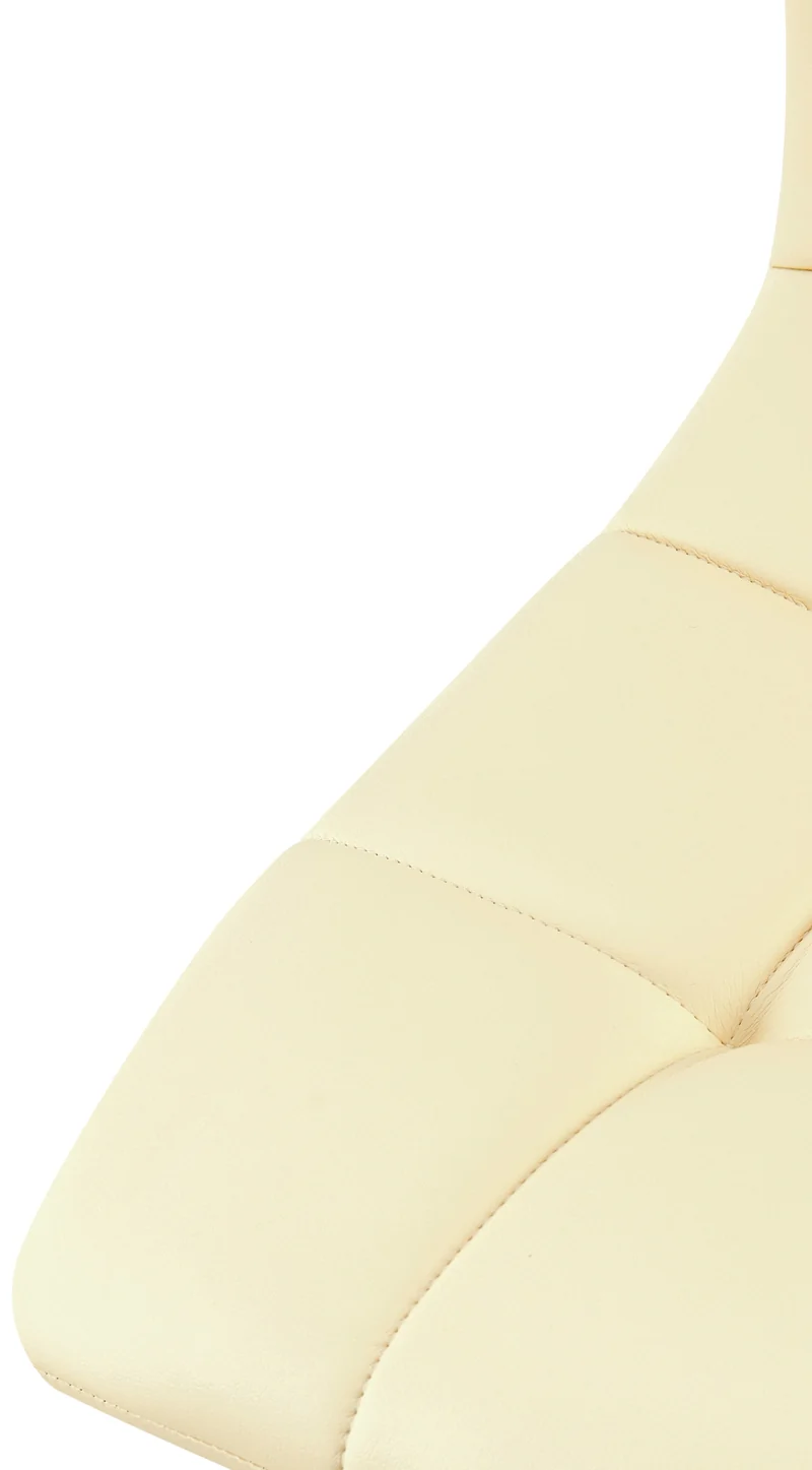Lot de 4 chaises de salle à manger coutures forme carrées en PVC crème pieds en métal noir 10_0007556