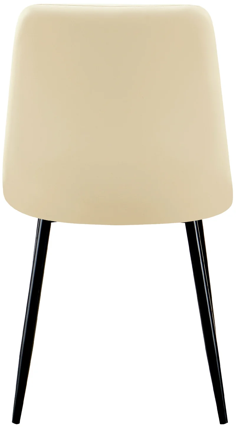 Lot de 4 chaises de salle à manger coutures forme carrées en PVC crème pieds en métal noir 10_0007556