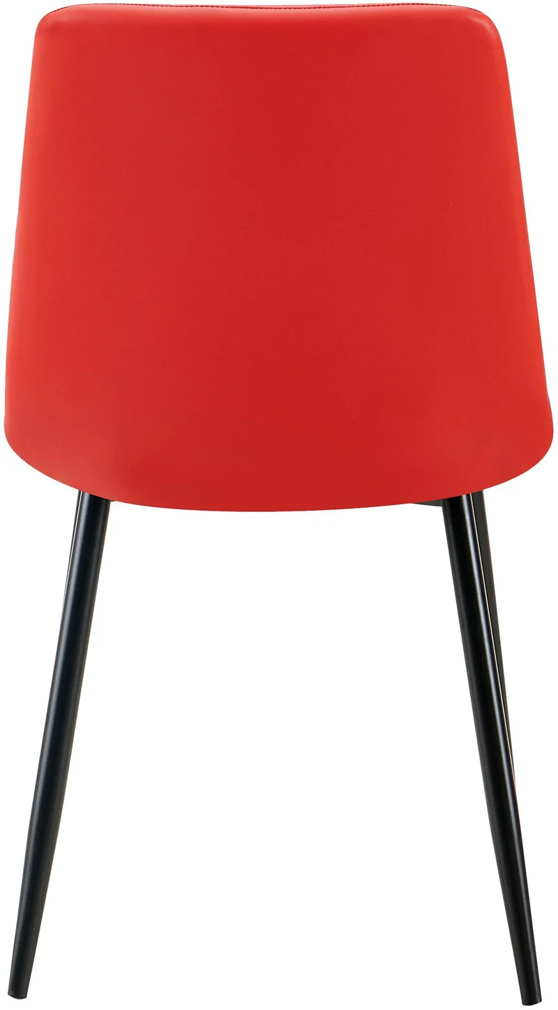Chaise de salle à manger x1 avec coutures décoratives carrées en PVC rouge cadre métal 10_0007443