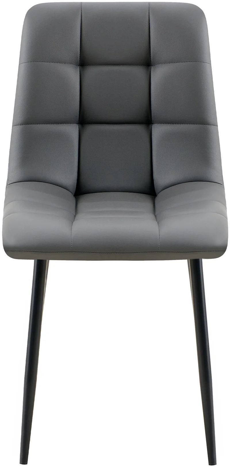 Chaise de salle à manger x1 avec coutures décoratives carrées en similicuir gris foncé cadre métal 10_0007346
