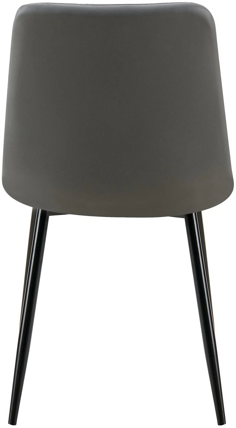 Chaise de salle à manger x1 avec coutures décoratives carrées en similicuir gris foncé cadre métal 10_0007346