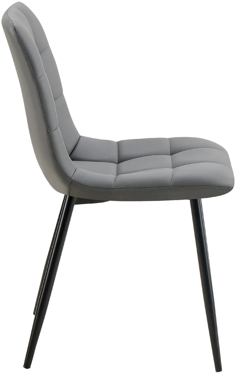 Chaise de salle à manger x1 avec coutures décoratives carrées en similicuir gris foncé cadre métal 10_0007346