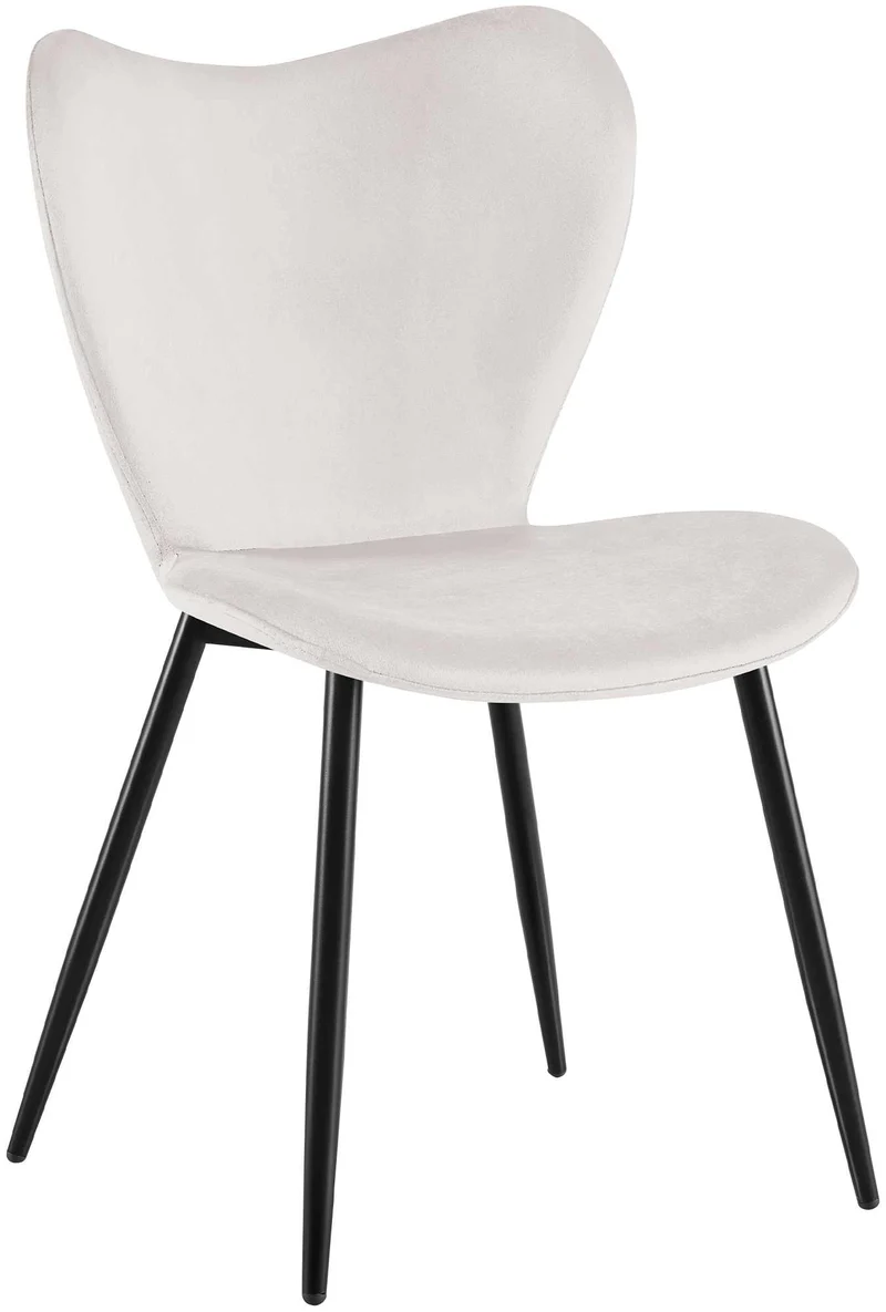 Chaise de salle à manger x1 dossier forme arrondie en papillon en velours gris cadre à quatre pieds en métal noir 10_0007581