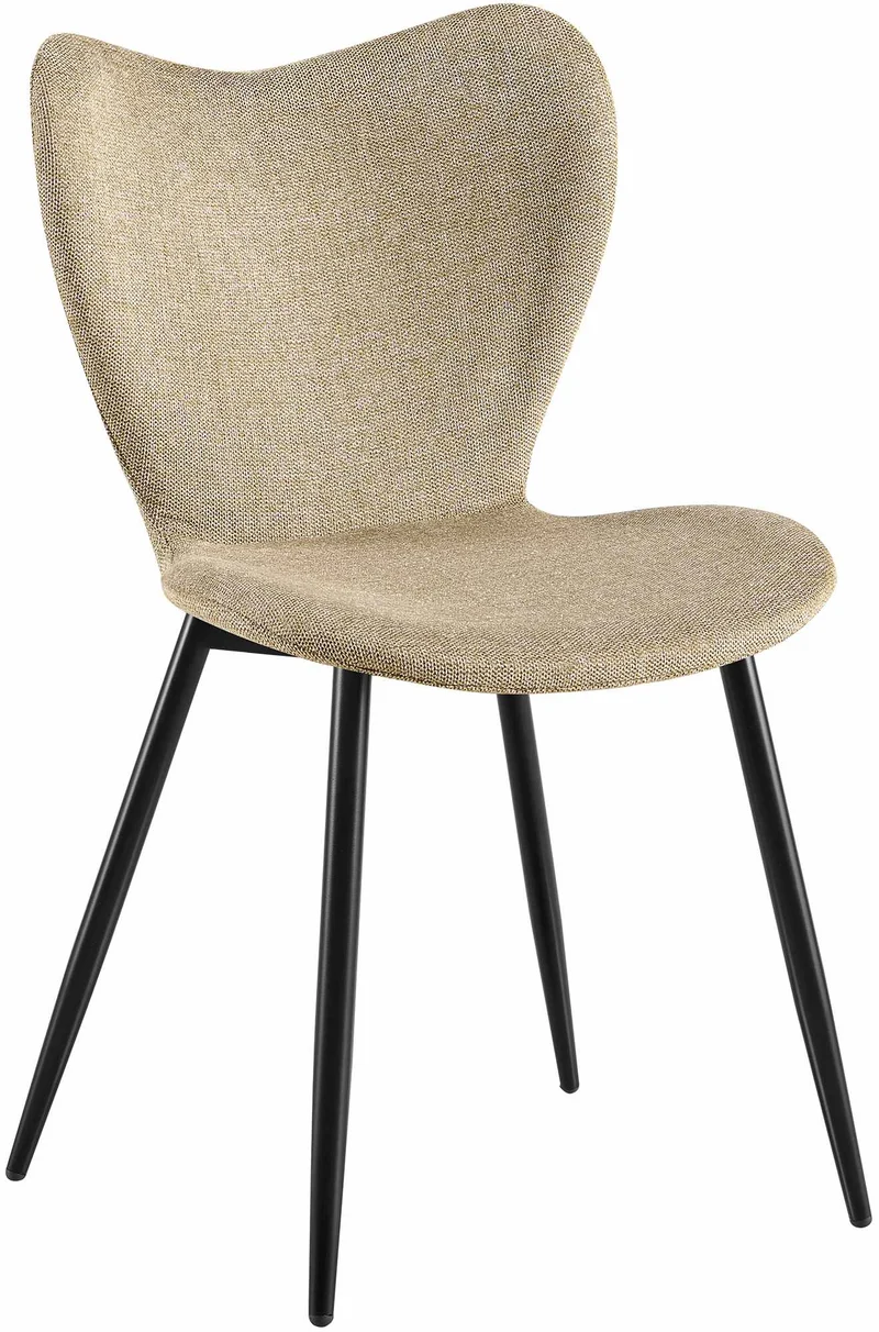 Chaise de salle à manger x1 dossier forme arrondie en papillon en tissu taupe cadre à quatre pieds en métal noir 10_0007579
