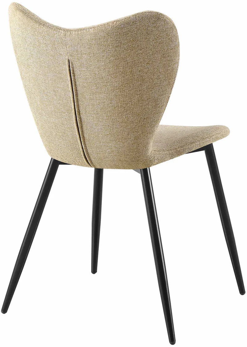 Chaise de salle à manger x1 dossier forme arrondie en papillon en tissu taupe cadre à quatre pieds en métal noir 10_0007579