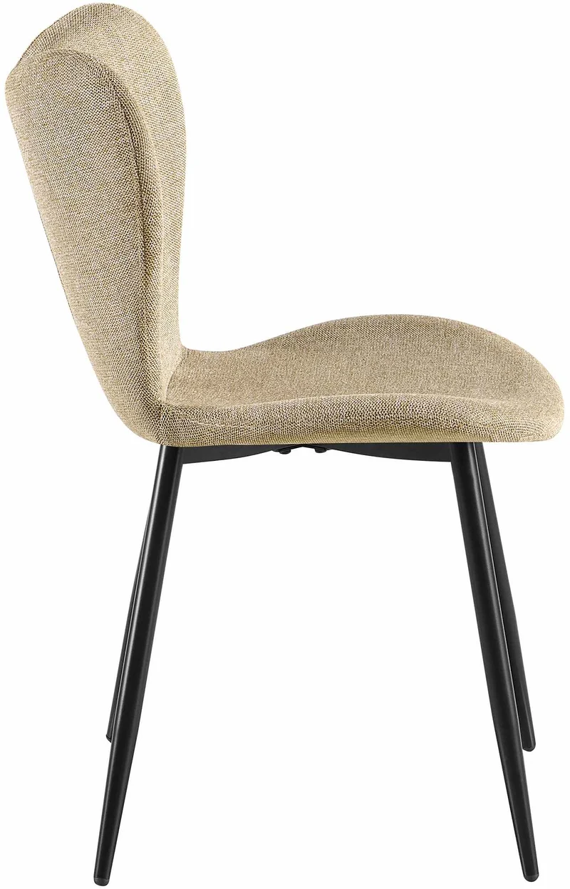 Chaise de salle à manger x1 dossier forme arrondie en papillon en tissu taupe cadre à quatre pieds en métal noir 10_0007579