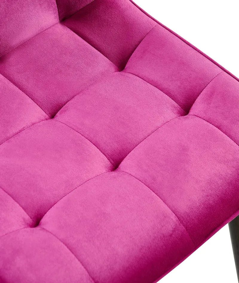 Lot de 2 chaises de salle à manger coutures décoratives carrées en velours violet cadre métal noir 10_0007746