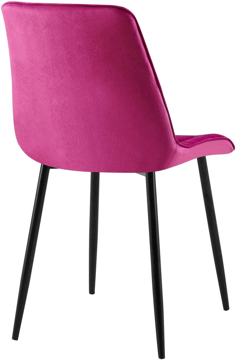 Chaise de salle à manger x1 coutures décoratives carrées en velours violet cadre métal noir 10_0007591