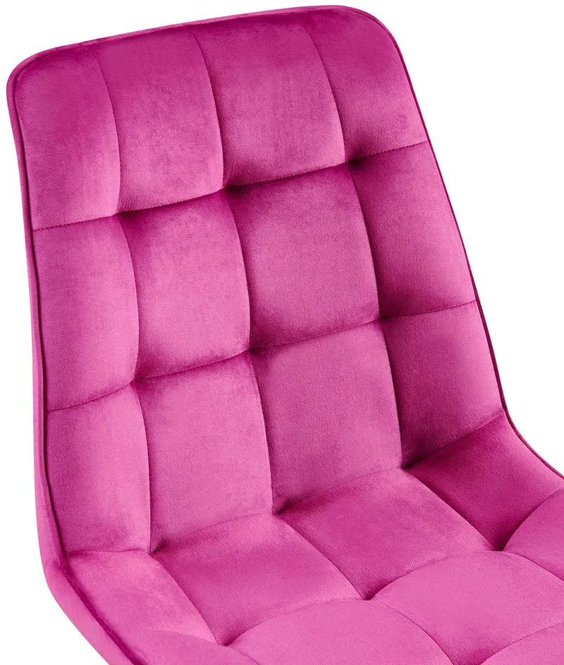 Chaise de salle à manger x1 coutures décoratives carrées en velours violet cadre métal noir 10_0007591