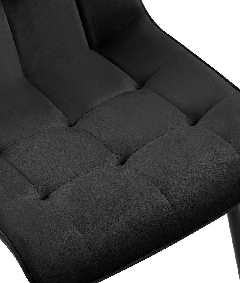 Lot de 2 chaises de salle à manger coutures décoratives carrées en velours noir cadre métal noir 10_0007565
