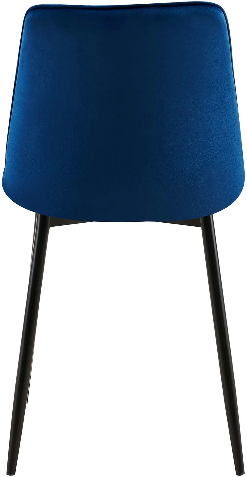 Lot de 2 chaises de salle à manger coutures décoratives carrées en velours bleu cadre métal noir 10_0007502
