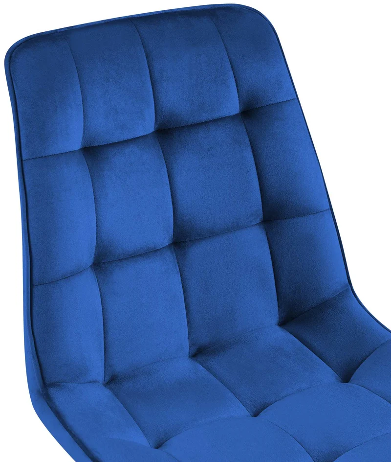 Lot de 2 chaises de salle à manger coutures décoratives carrées en velours bleu cadre métal noir 10_0007502