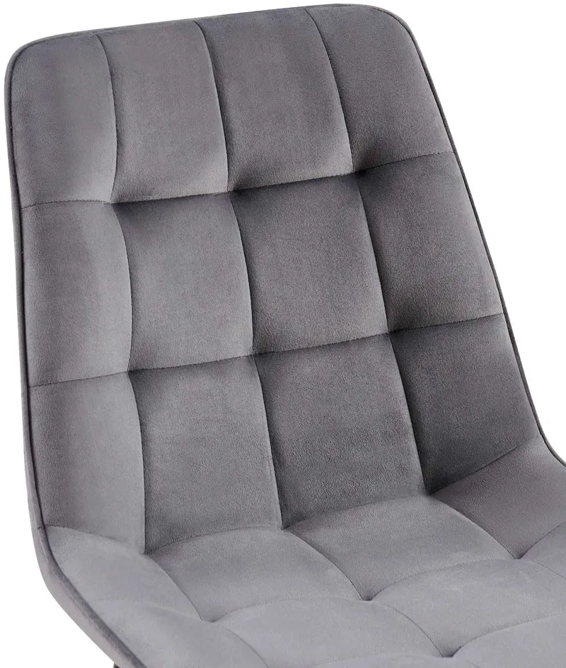 Lot de 2 chaises de salle à manger coutures décoratives carrées en velours gris foncé cadre métal noir 10_0007471