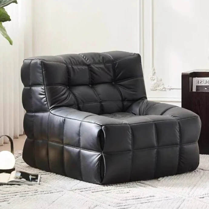Contemporary Nordic Corduroy Cat Scratch Resistant Leather Sponge Block-Shaped Accent Chair With Backrest For Living Room And Bedroom