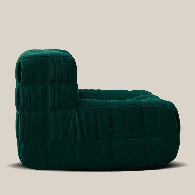 Contemporary Nordic Corduroy Cat Scratch Resistant Leather Sponge Block-Shaped Accent Chair With Backrest For Living Room And Bedroom