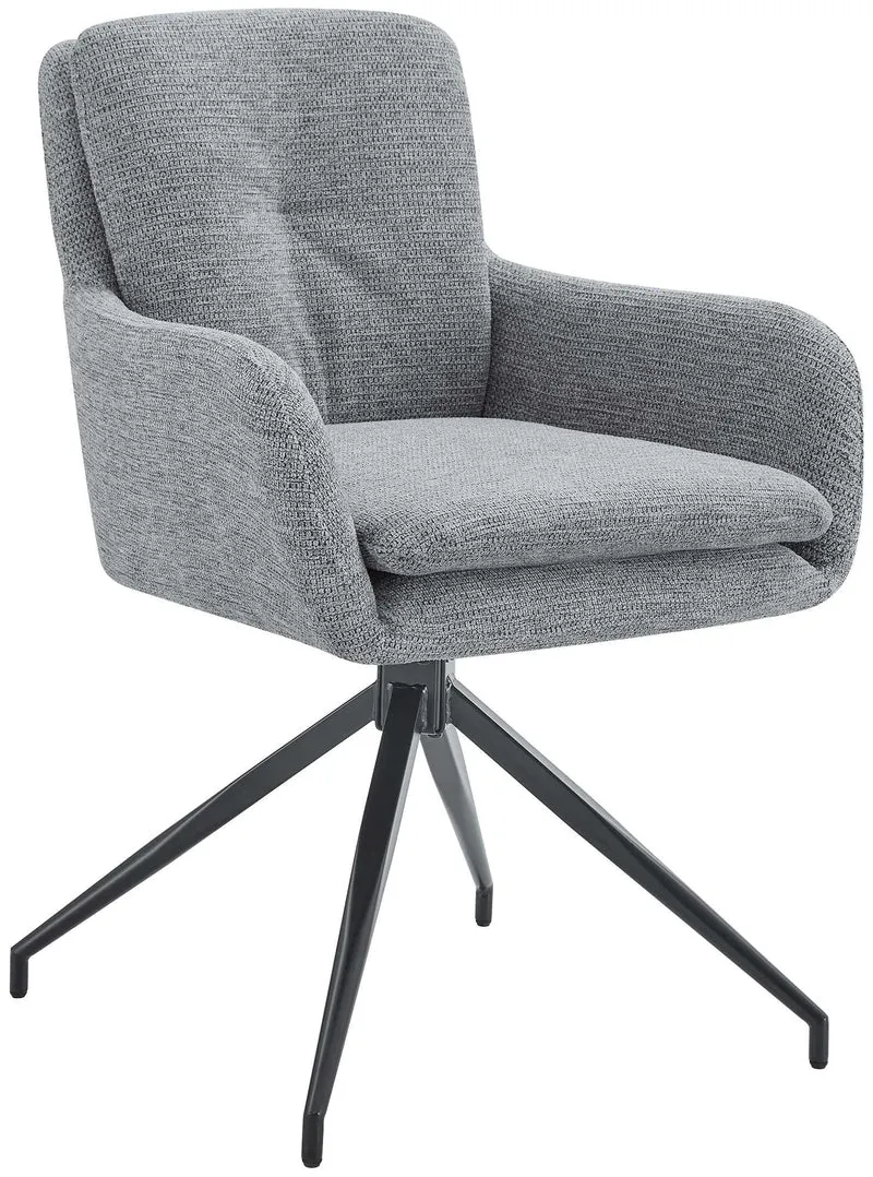 Chaise de salle à manger x1 fonction pivotante confortable et moderne en tissu gris cadre métal 10_0007597