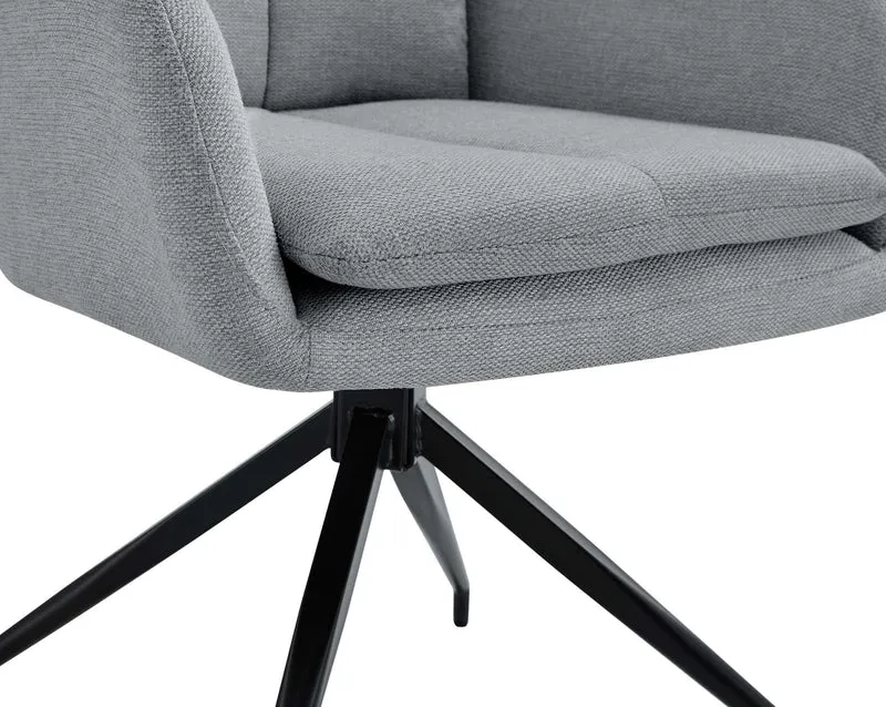 Lot de 2 chaises de salle à manger avec accoudoirs assise fonction pivotante en tissu gris clair 10_0007826