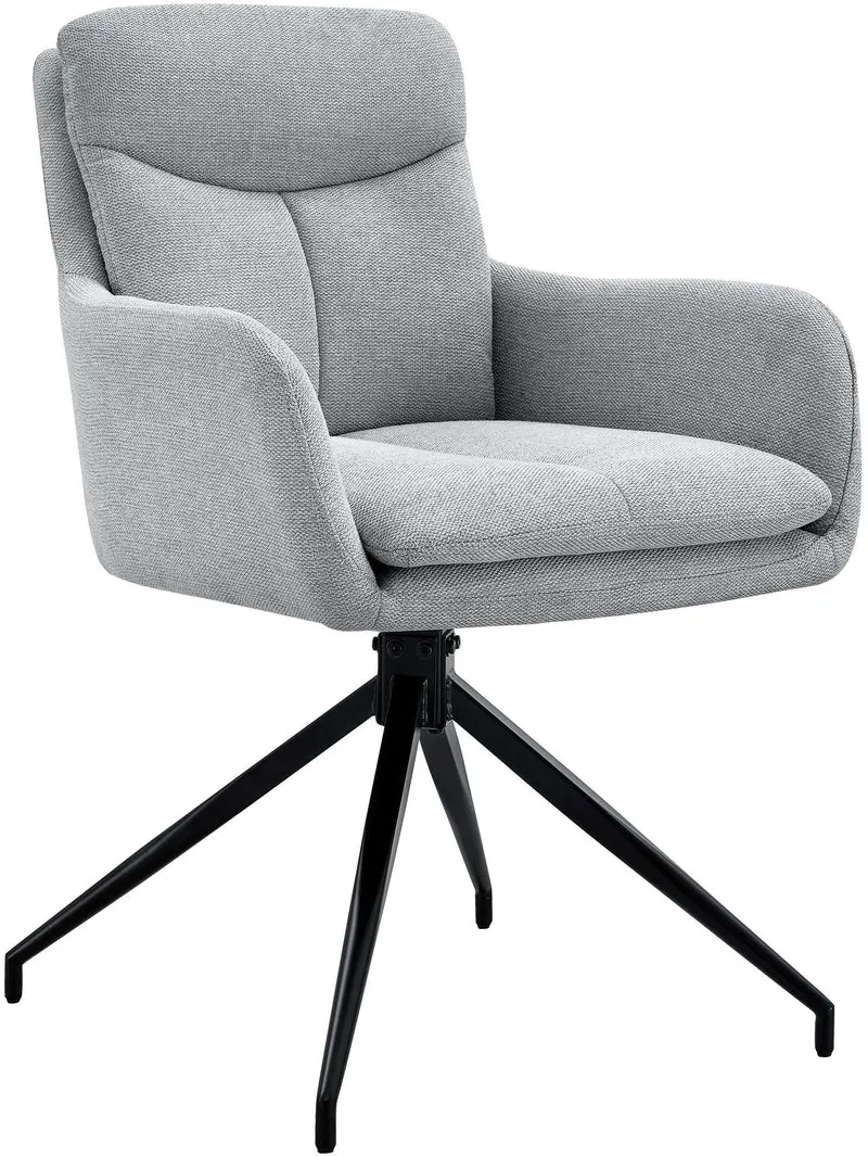 Chaise de salle à manger x1 avec accoudoirs assise fonction pivotante en tissu gris clair 10_0007729